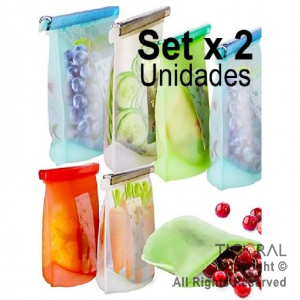 BOLSAS DE SILICONA REUTILIZABLES MULTIFUNCION SET X 2 UNIDADES GN-220